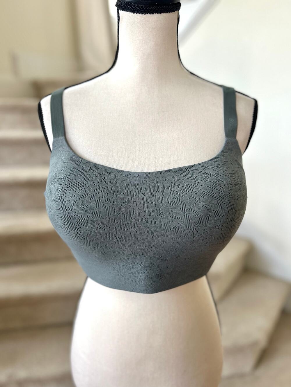 Aerie Smoothez Sage Green Floral Print Wireless Comfort Bra XXL